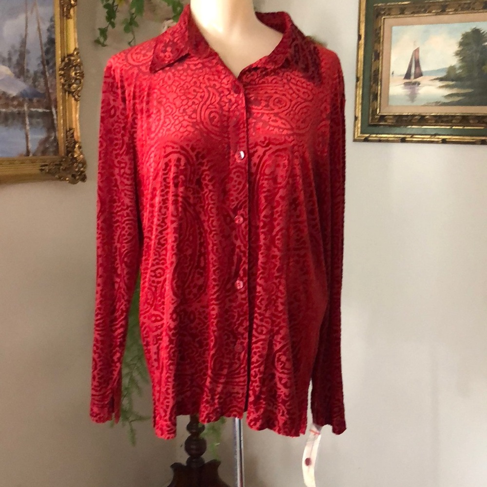 Choices extra large red velvet Blouse